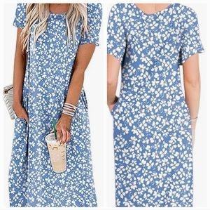 ANRABESS Women's Casual Loose Short Sleeve Long Split Maxi Dress